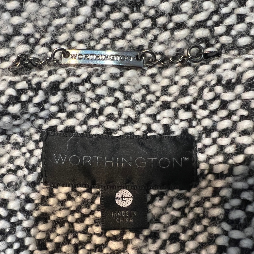 Sz L Women’s Worthington Houndstooth fall/winter belted 3/4 length coat - Picture 6 of 12